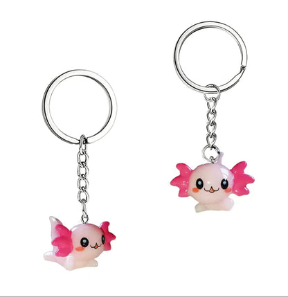 Pink Axolotl Keychain