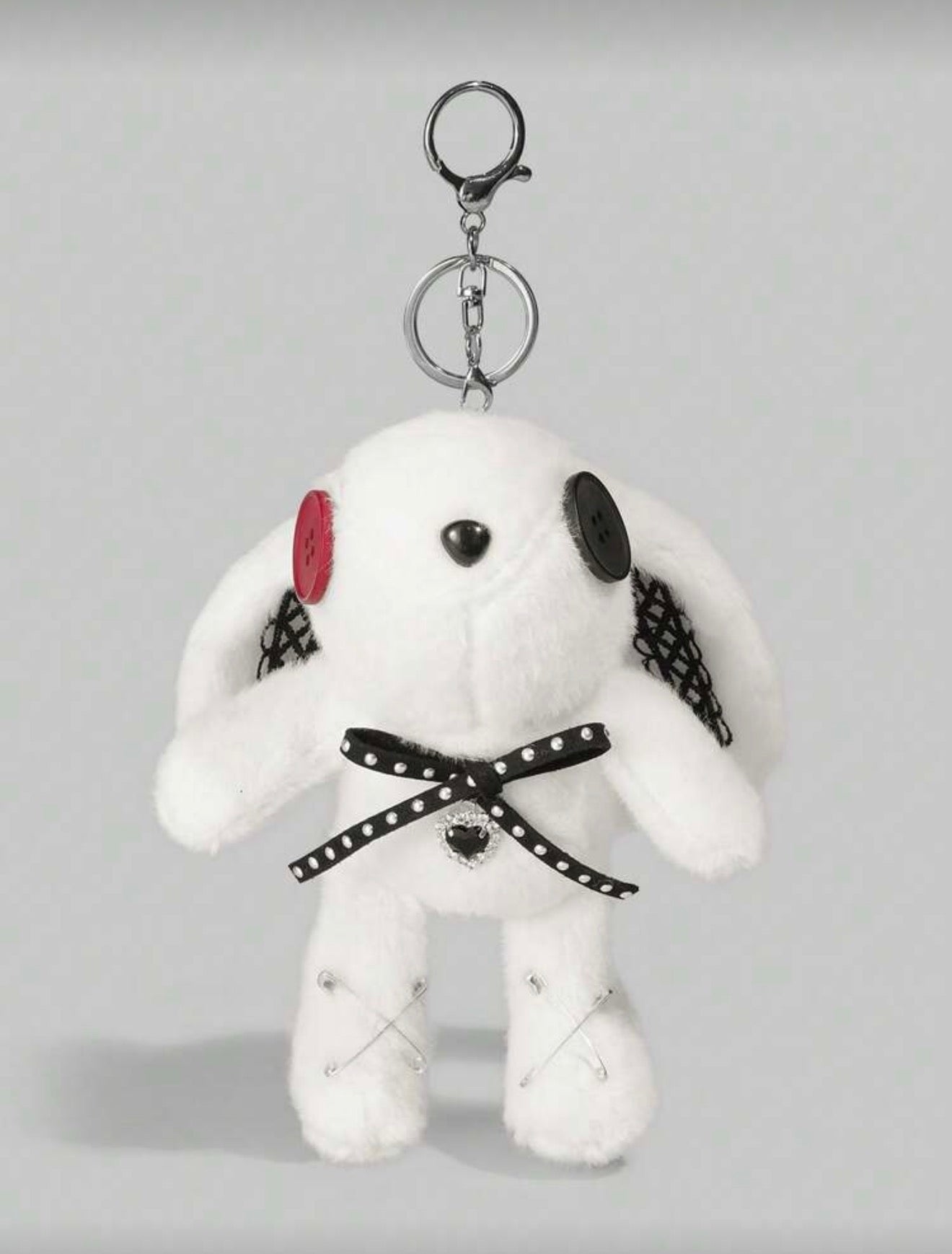 Gothic Lolita Bunny White Plush Keychain