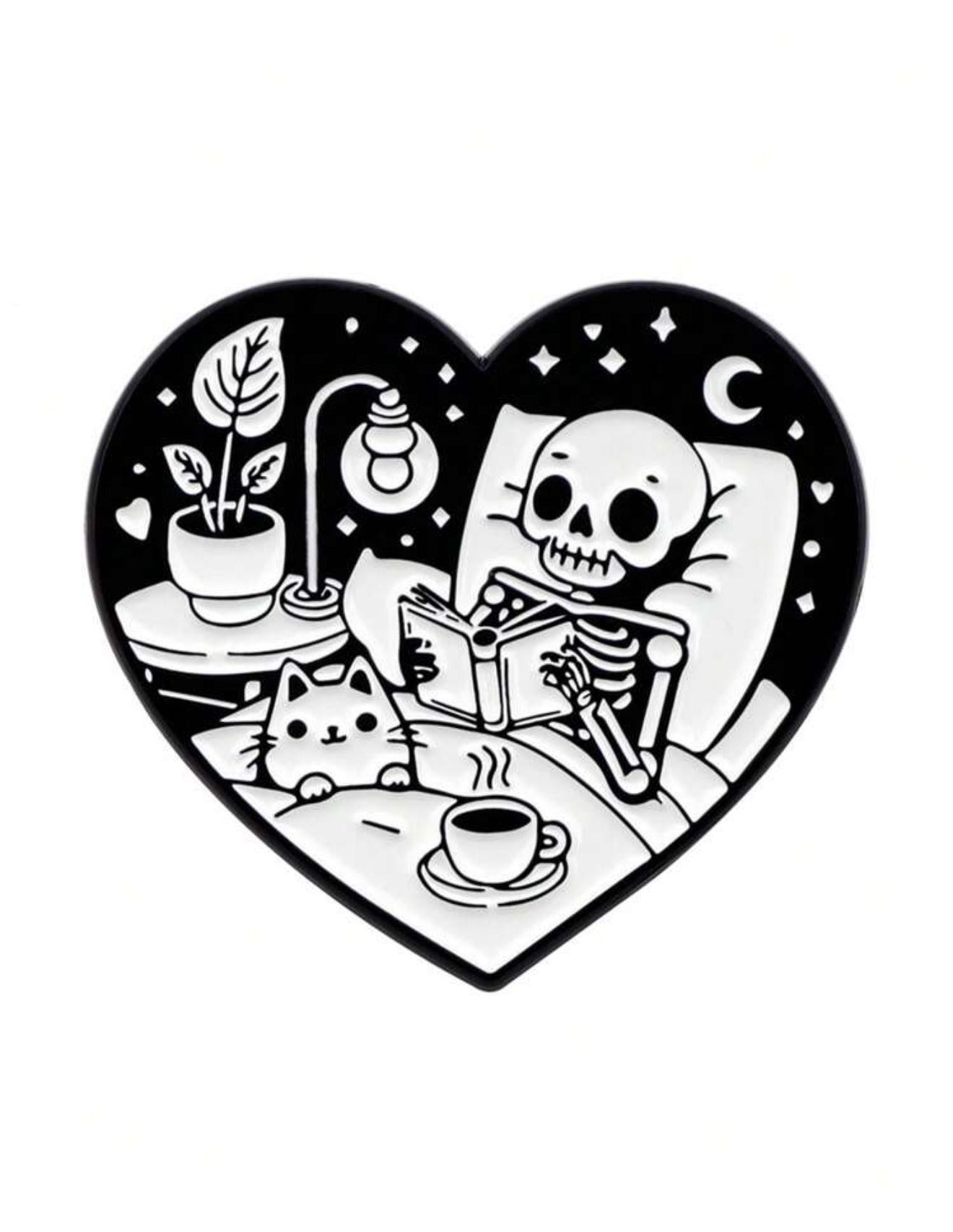 Skeleton Bed Time Story Pin Badge