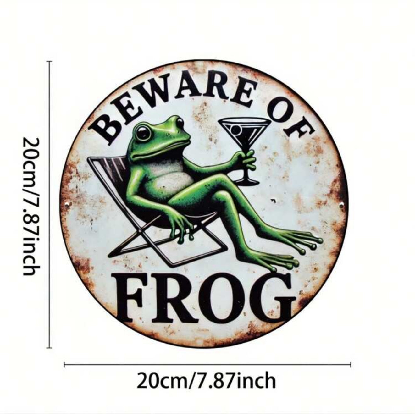 Beware of Frog Metal Sign