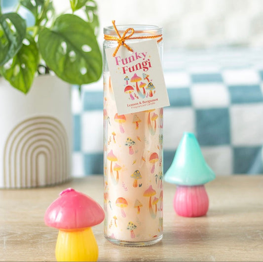 Funky Fungi Mushroom Print Tube Candle