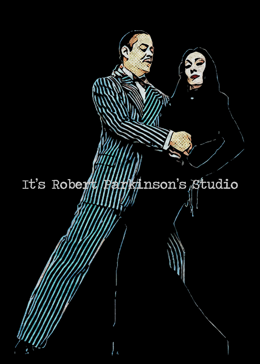 The Addams Family Gomez & Morticia A4 Art Print