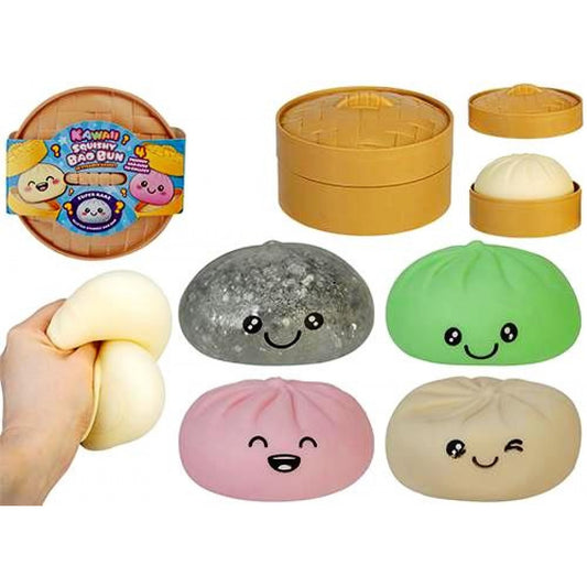 Kawaii Squishy Bao Bun 8.5cm in Steamer Basket