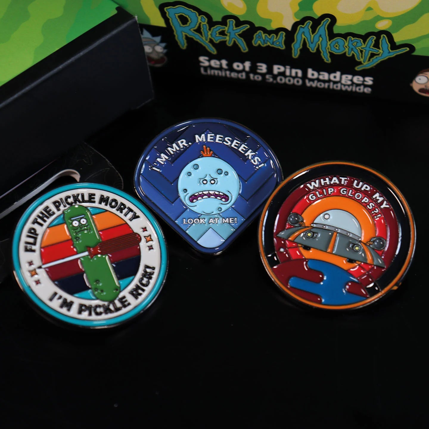 Rick and Morty Limited Edition Triple Pin Badge Set