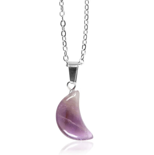 Crystal Moon Necklace - Amethyst