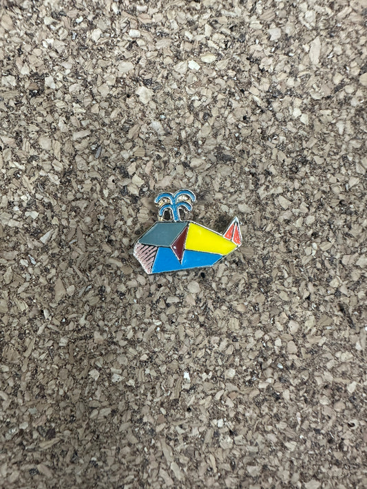 Geometric Whale Pin Badge