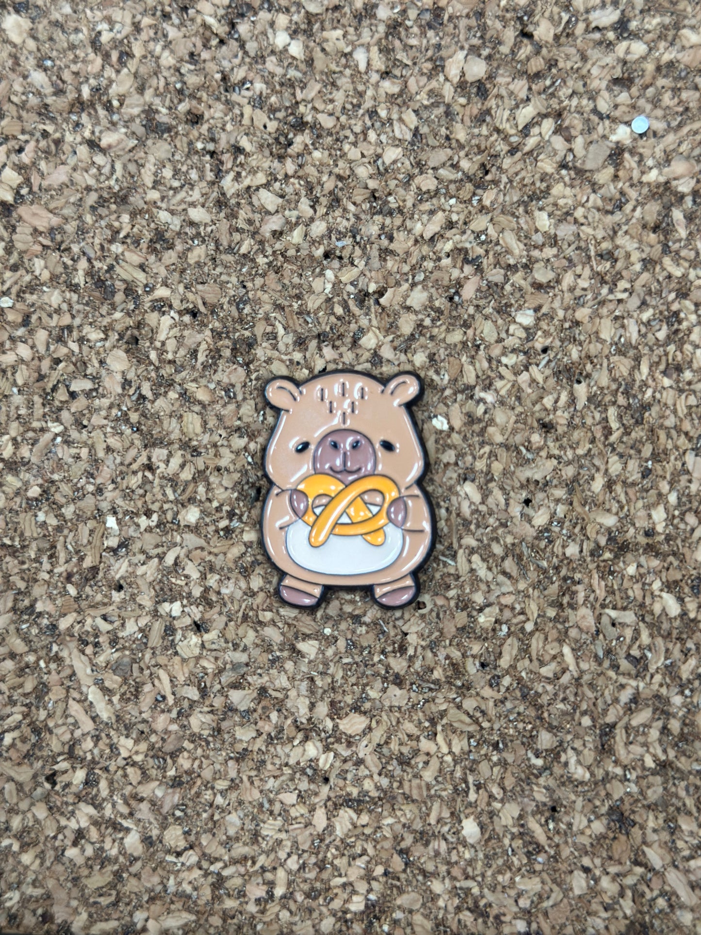 Capybara Pretzel Pin Badge