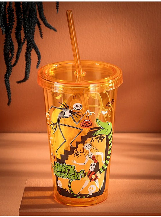 Nightmare Before Christmas Orange Transparent Tumbler