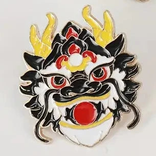 Chinese Dragon Black & White Pin Badge