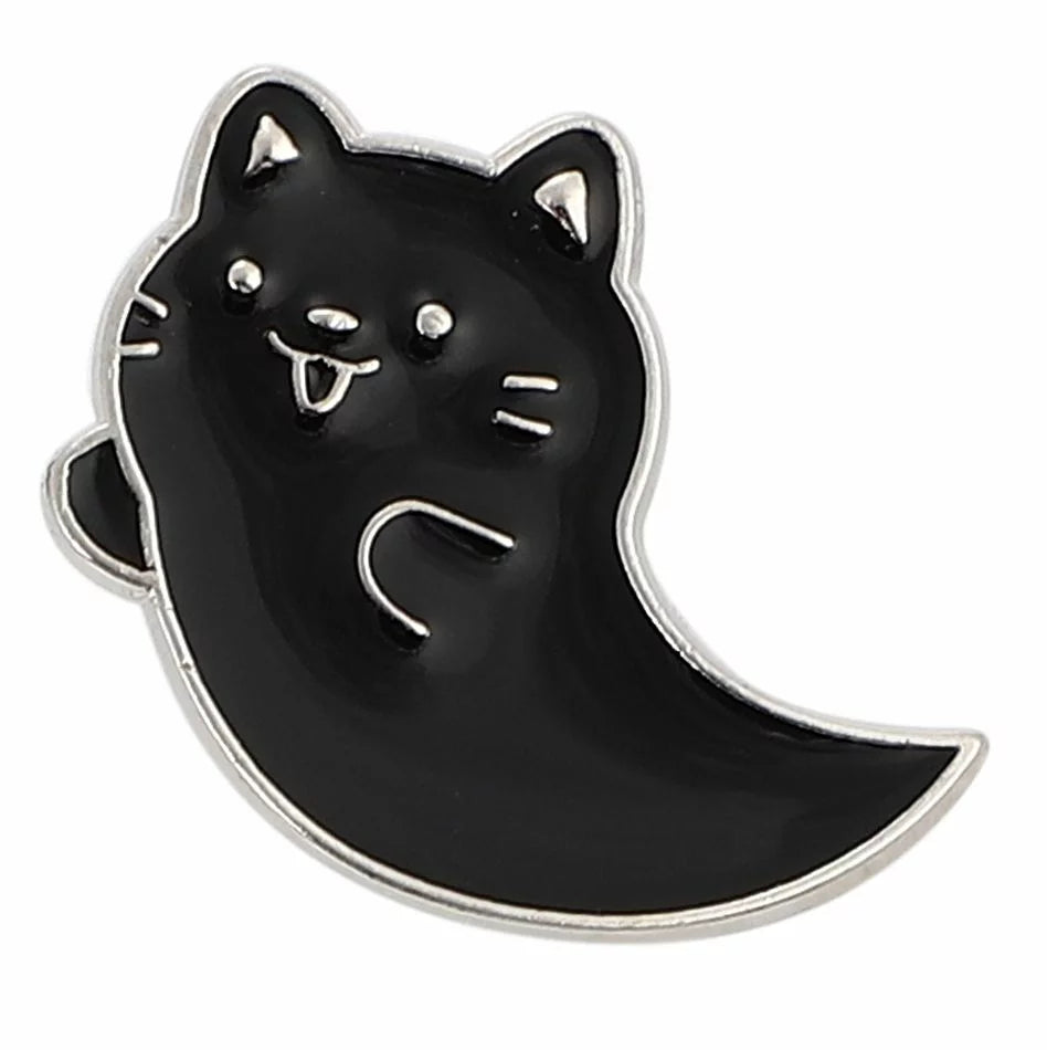 Ghost Cat Pin Badge