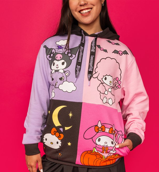 Sanrio Kuromi and My Melody Halloween Hooded Sweatshirt by Loungefly