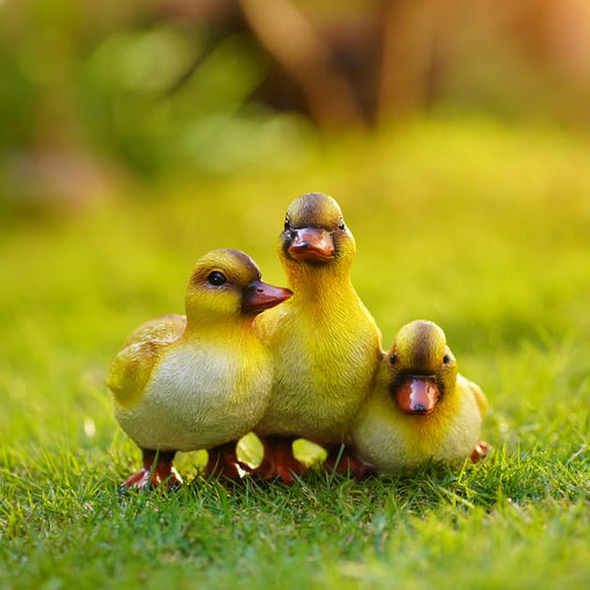 Duckling Trio Polyresin Statue