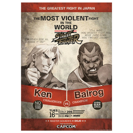 Street Fighter Ken vs Balrog Limited Edition A3 Print