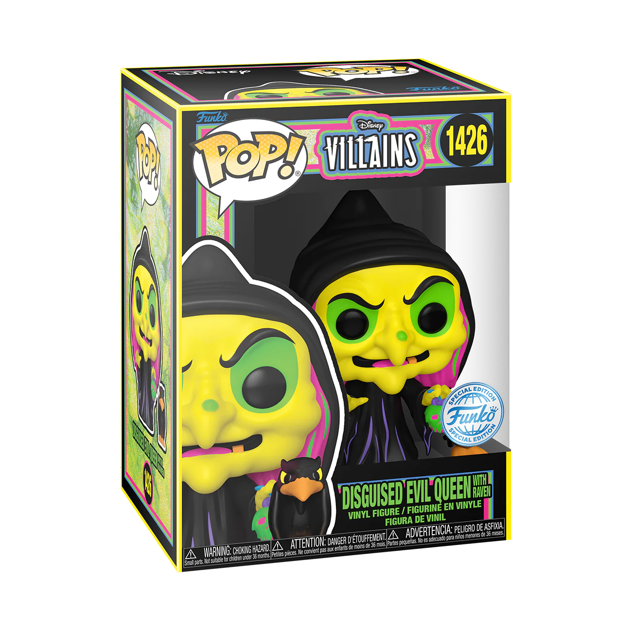 Disney Villains 1426 Disguised Evil Queen with Raven Blacklight Funko Pop! Vinyl Figure