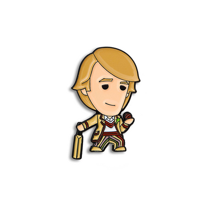 Doctor Who Fifth Doctor Playing Cricket Pin Badge
