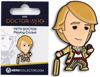 Doctor Who Fifth Doctor Playing Cricket Pin Badge