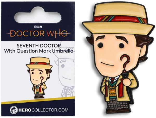 Doctor Who Seventh Doctor with Question Mark Umbrella Pin Badge