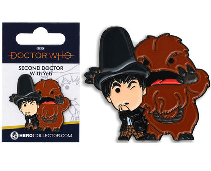 Doctor Who Second Doctor with Yeti Pin Badge