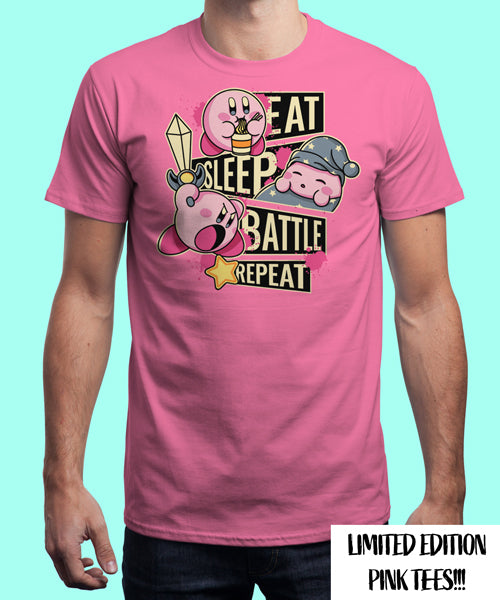 Kirby Eat Sleep Battle Repeat T-Shirt