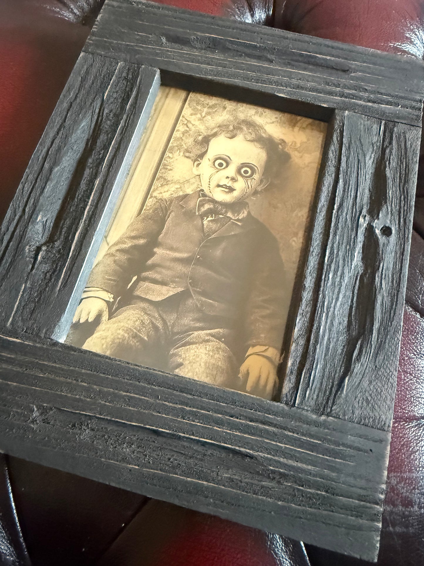 Marco the Doll A6 Print in Rustic Wooden Frame