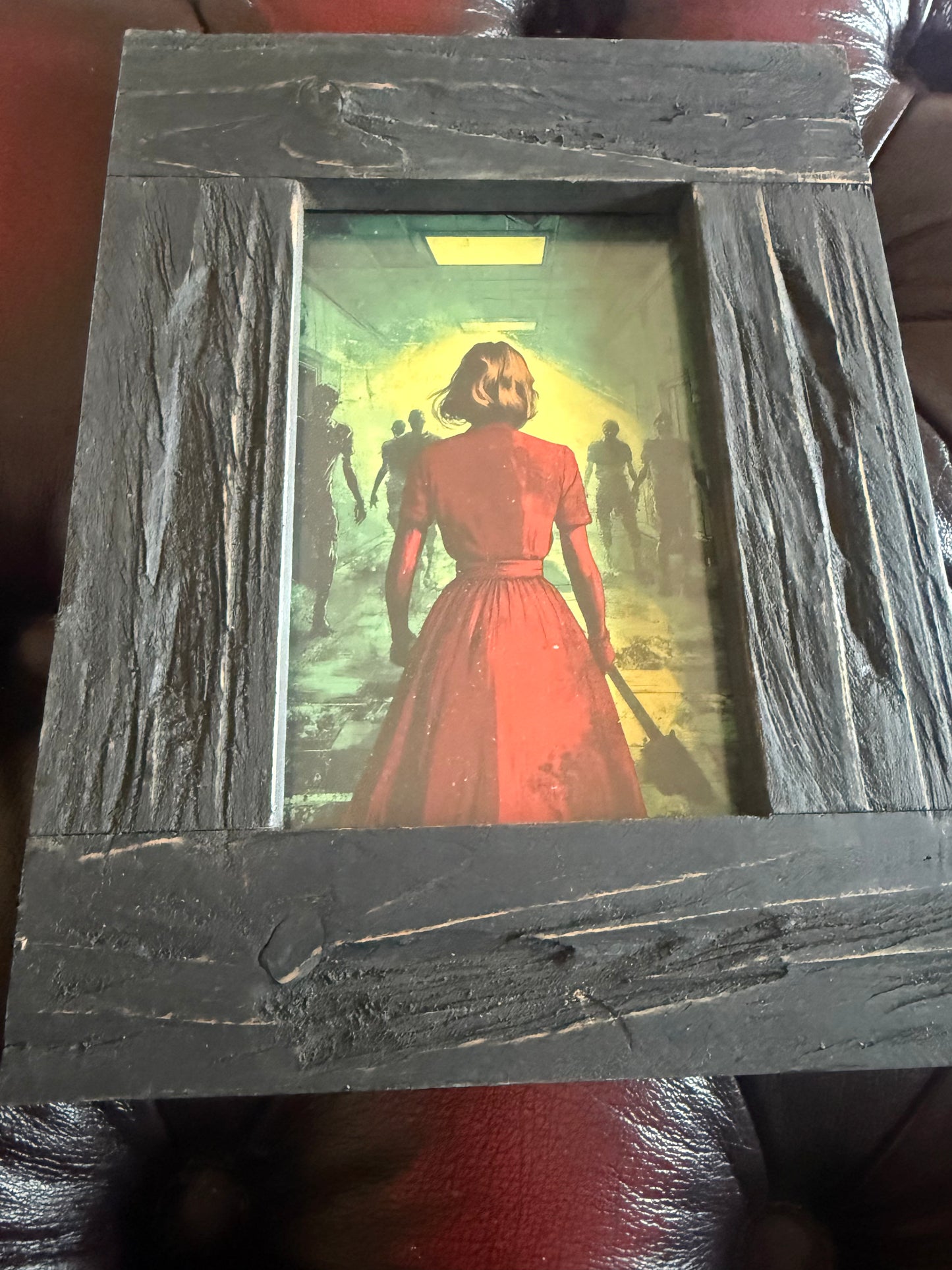 Zombie Invasion A6 Print in Rustic Wooden Frame