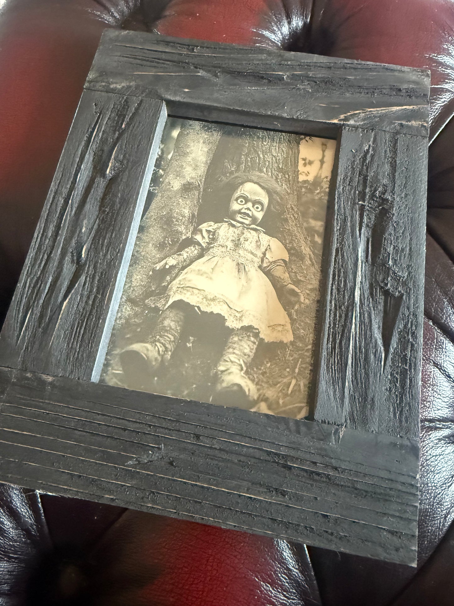 Forest Doll A6 Print in Rustic Wooden Frame
