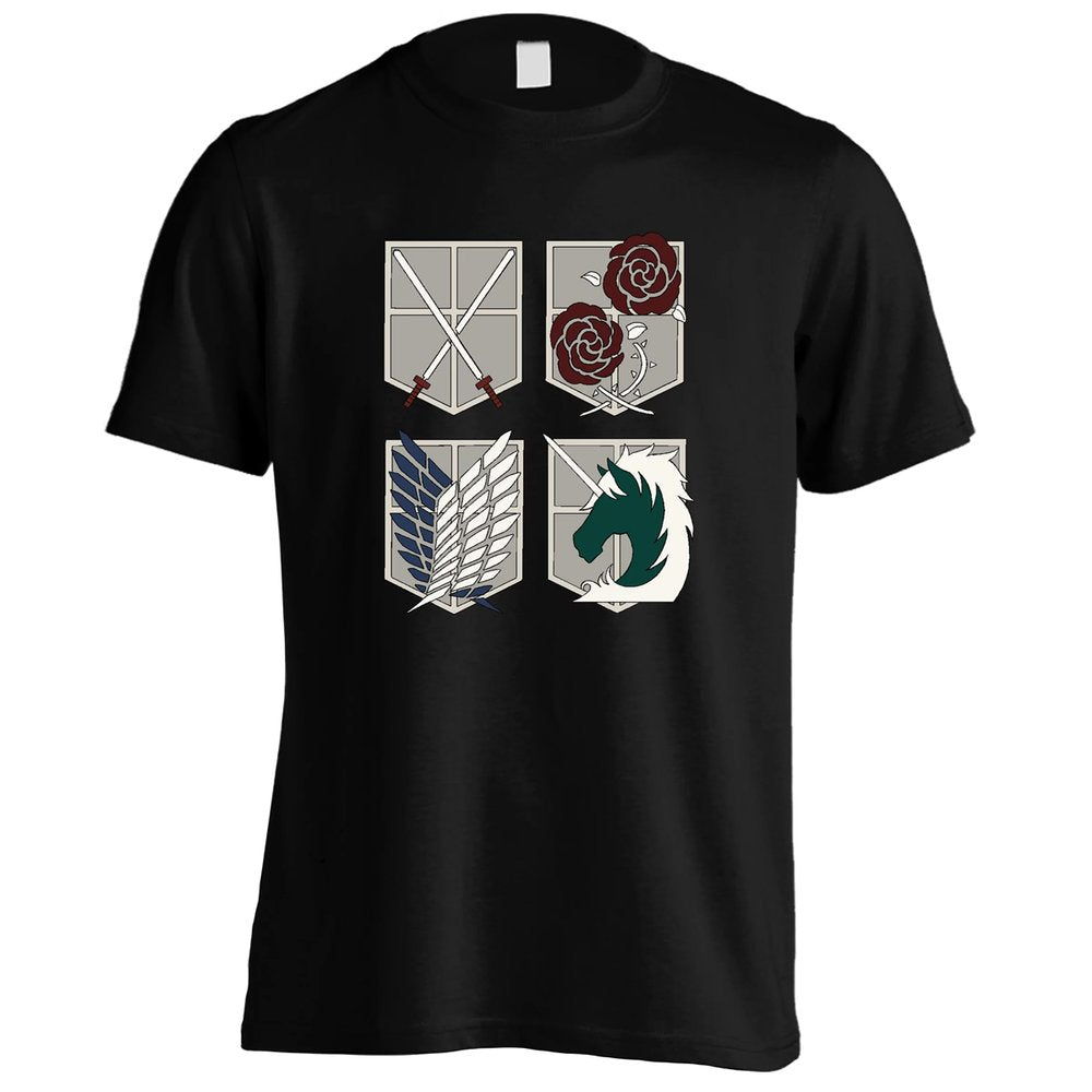 Attack On Titan Emblems Black T-Shirt