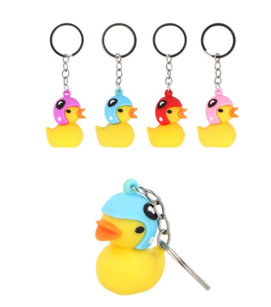 Yellow Duck with Helmet Keychain