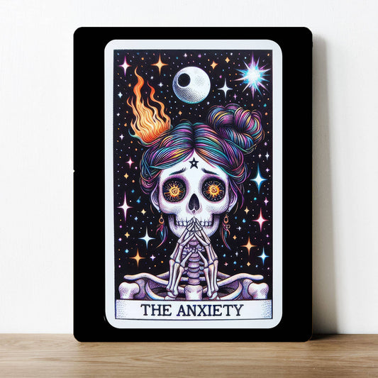 Tarot Card The Anxiety Skeleton    - Metal  Sign Plaque