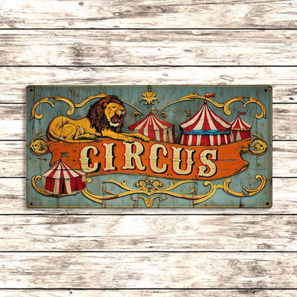 Circus Metal Sign – Vintage Lion & Big Top Carnival Wall Art