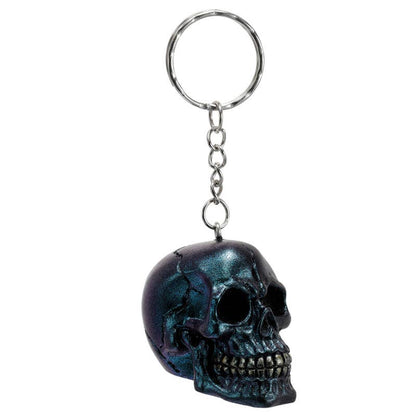 Skulls and Roses Dark Metallic and Gold Skull Keyring