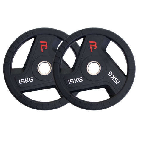 Body Power 15kg Rubber Tri-Grip Olympic Weight Plates (x2)
