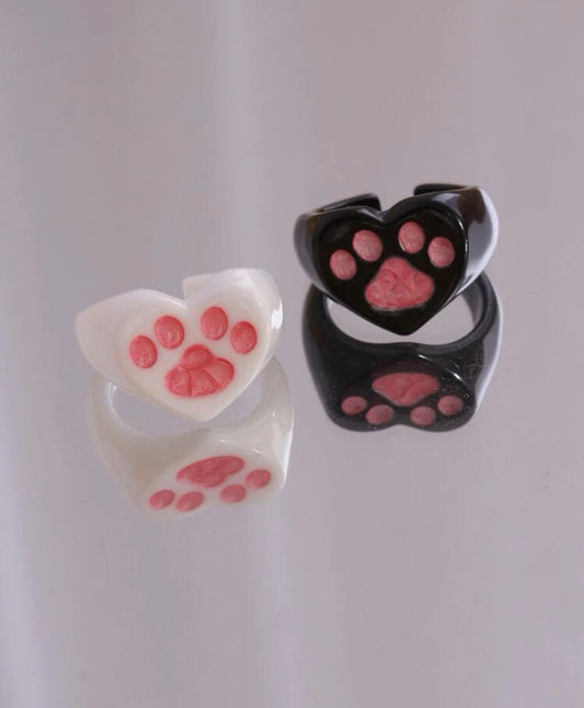 Love Heart Paw Print Ring